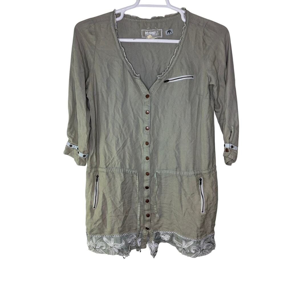 Vintage Da-Nang Surplus Indo‎ ChineTop Women's Medium Gray Lagenlook Boho
